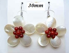 33323-6-12 30mm MOP Flower with Stone Earring