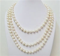 9-10mm genuine round fresh water pearl necklace 60"