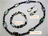 38061Set  Rectangle Abalone Shell w/fresh Water Pearl Collection Set