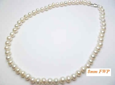 38078-8 8mm Fresh Water Pear Necklace 18"