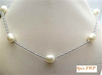 38080 9pcs Fresh Water Pear Necklace with Chain 18"
