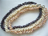 38410 Double Twist Fresh Water Pearl Necklace 18" w/925 Silver Claps