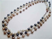 38422 6mm Fresh Water Pearl Necklace 16" w/925 Silver Chain + 2" extension