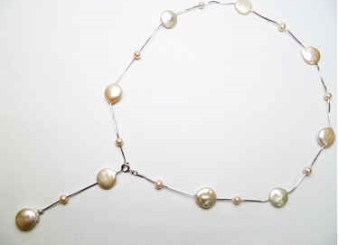 38424 Fresh Water Water Pearl Necklace 18" w/925 Silver Chain