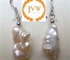 43189 Long Shape Fresh Water Pearl Ball Earring w/925 Silver Hook