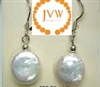 43190 11-12mm Coin Fresh Water Pearl Ball Earring w/925 Silver Hook