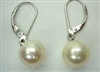 43229 10mm Round Fresh Water Pearl w/925 silver lever back Earring