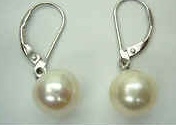 43229 10mm Round Fresh Water Pearl w/925 silver lever back Earring