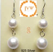 43290 8mmx 11mm MOP Shell Pearl Earring w/925 Silver