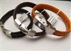 68050 Leather Bracelet with Stainless Steel Claps