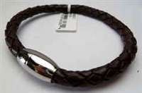 68082 Leather Bracelet with Stainless Steel Claps