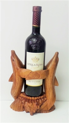 Wood Dophin Wine Holder