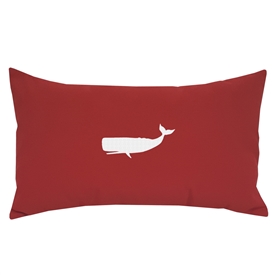 Nantucket Bound Sunbrella Outdoor Indoor Pillow in Red with Embroidered Whale | Nantucket Bound