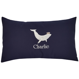 Custom Children's Sunbrella Pillow: Humpback Whale with Crown | Nantucket Bound