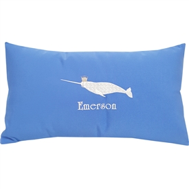 Custom Sunbrella Children's Pillow - Personalized Narwal with Crown | Nantucket Bound