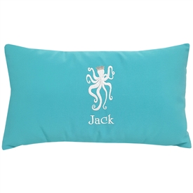 Custom Sunbrella Children's Pillow - Personalized Octopus with Crown | Nantucket Bound