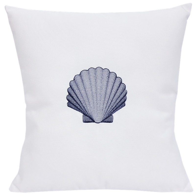Scallop Shell in Navy on White