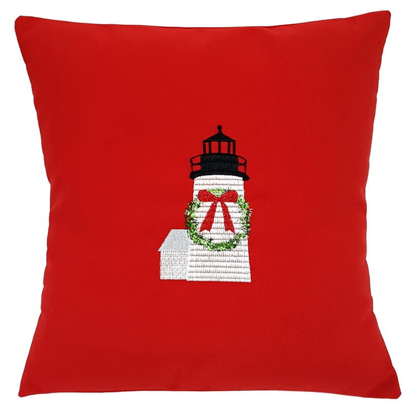 Christmas Lighthouse in Red - Festive Pillows for The Holidays | Nantucket Bound