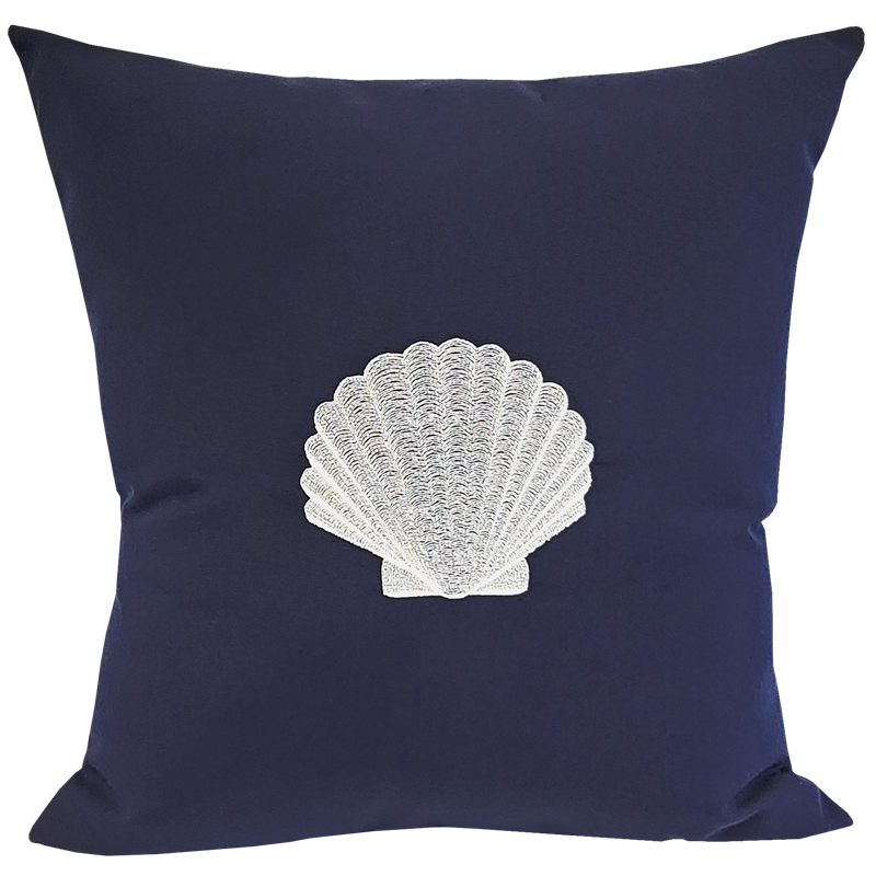Scallop Shell in White on Navy