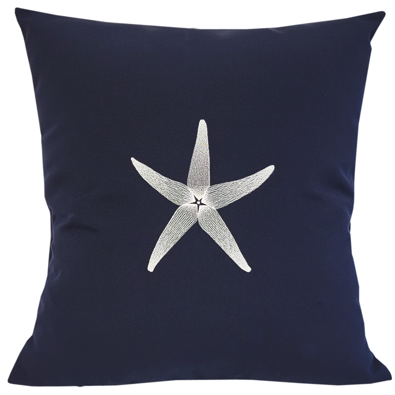 Starfish in White on Navy