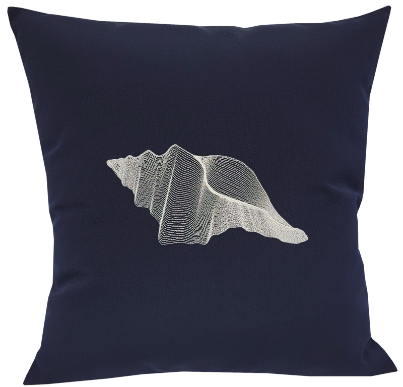 Conch Shell in White on Navy