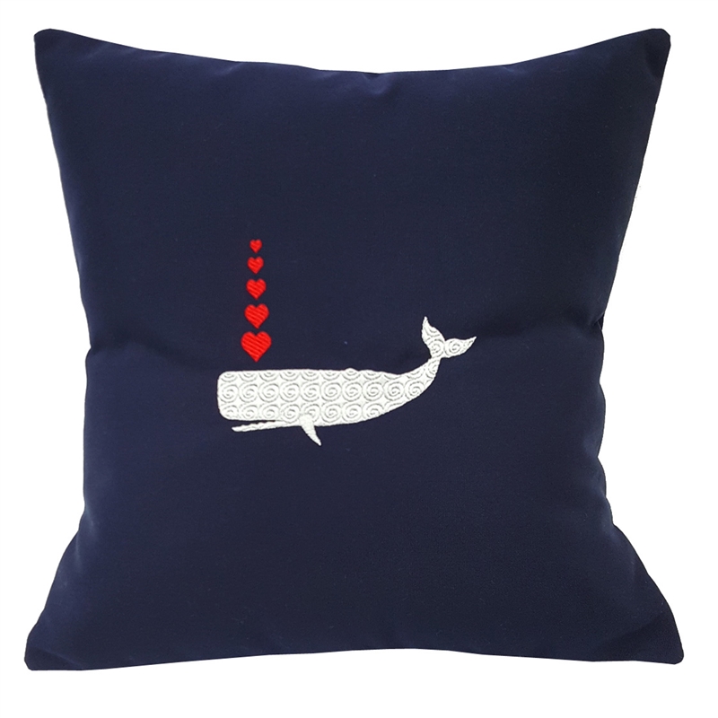 Whale and Hearts Pillow