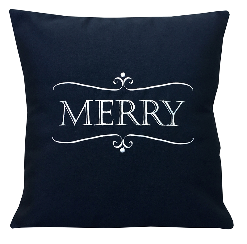 Merry Pillow in White- Seasonal Holiday Pillows | Nantucket Bound