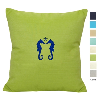 Coastal Cottage Double Seahorse Pillow - Unique Coastal Decor | Nantucket Bound