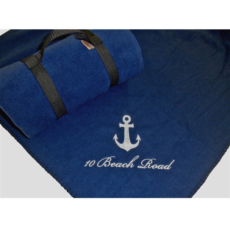 Forest Green Embroidered Fleece Throw Blanket - Unique Coastal Decor | Nantucket Bound