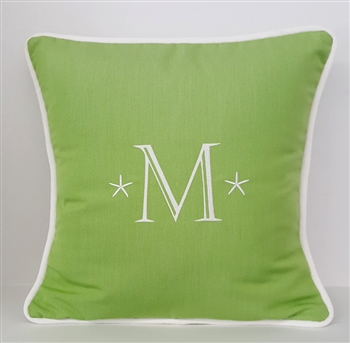 Starfish Monogram Pillow in Parrot Green - Luxury Coastal Decor | Nantucket Bound