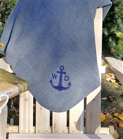 Embroidered Fleece Throw - Anchor with Monogram | Nantucket Bound