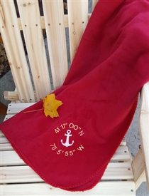 Embroidered Fleece Throw - Latitude & Longtitude | Nantucket Bound