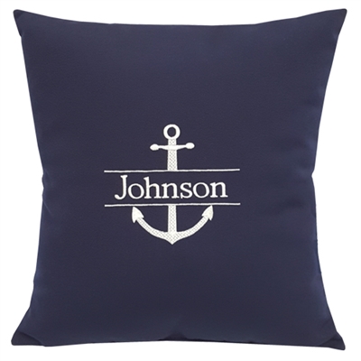 Personalized Pillow Split Anchor Navy Blue - Unique Coastal Decor | Nantucket Bound