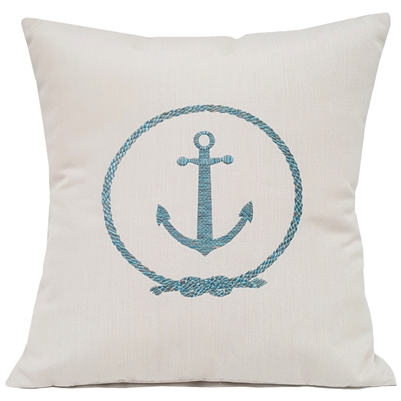 Nautical Pillow with Anchor & Rope - Unique Coastal Decor | Nantucket Bound