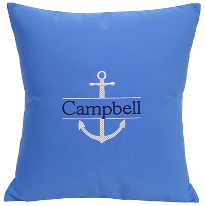 Custom Split Anchor Pillow in Capri Blue