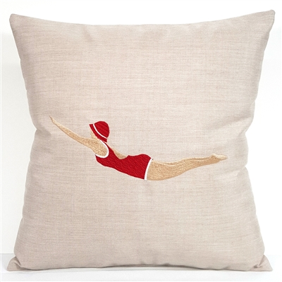 Indoor & Outdoor Sunbrella Pillow with Embroidered Flamingo
