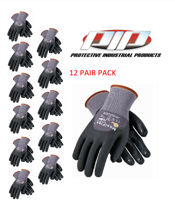 PIP 34-845 MaxiFlex Dotted Palms Micro-Foam Gloves - Sizes SM-XLG - 12 Pair Pack