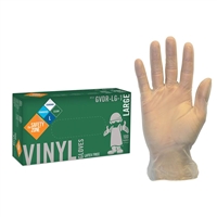 Safety Zone GVDR Disposable Clear Vinyl Powdered Gloves