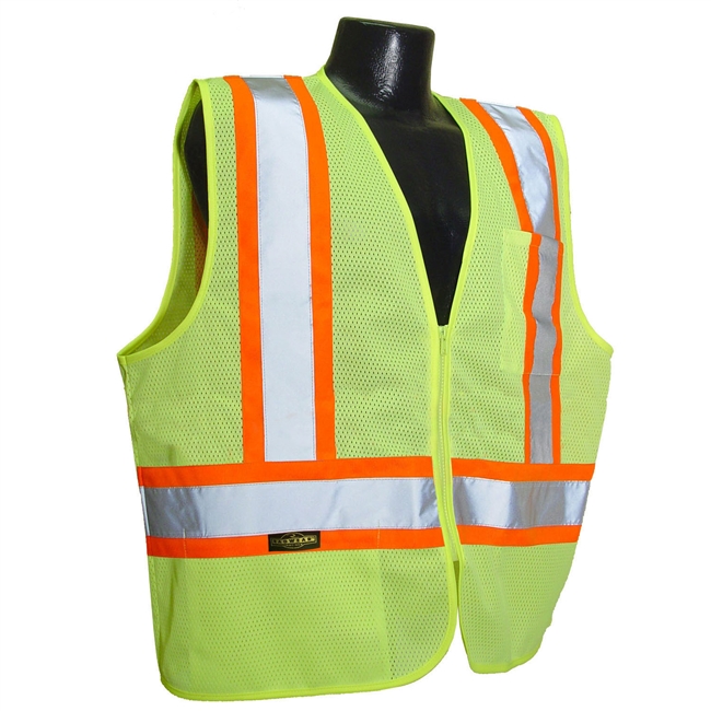 Radians SV22-2ZGM Two-Tone Economy Class 2 Zippered Vest, Hi-Viz Green