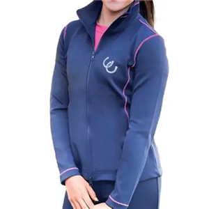 Versatile full front zip performance jacket. Pairs perfectly with our tights and tops. Stay clean on show days or use as a cozy midweight 3 season warm up jacket. Made in a breathable, moisture wicking, performance stretch fabric.