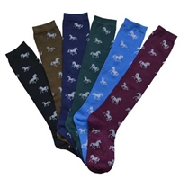 Horses All Over Dark Knee Socks - PAIR