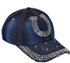 Denim & Bling Horseshoe Cap Showoff your horse enthusiasm with this trendy distressed denim and bling ball cap. Featuring hundreds of dazzling crystals, and a easy adjust back the perfect hat for a sunny day! Find the best prices at Horse Lovers Outlet!
