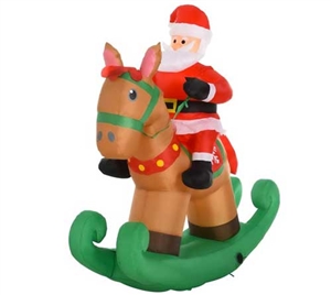 Inflatable Santa on Rocking Horse- 6 Feet Tall For Sale!