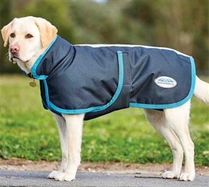 WeatherBeeta Parka 1200D Deluxe Dog Coat- Black/Turquoise For Sale!