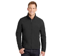 Mens Softshell Jacket this sleek tech-inspired soft shell boats resistance to wind and rain, with 100% polyester woven shell bonded to a water resistance film insert and 100% polyester microfleece lining.