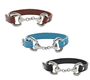 Faux Leather Snaffle Bit Bracelet for sale!