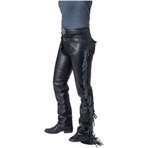 Tough-1 Smooth Leather Chaps w/ Fringe For Sale!