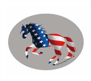 Oval Patriotic American Flag Horse Sticker for Sale!