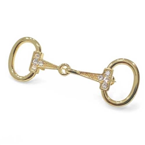 Best Discount Price on 18k Gold Plated Snaffle Bit Stock Pin with Clear Stones