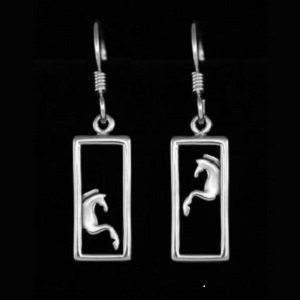 JJeni Duet Silver Horse Earrings For Sale!